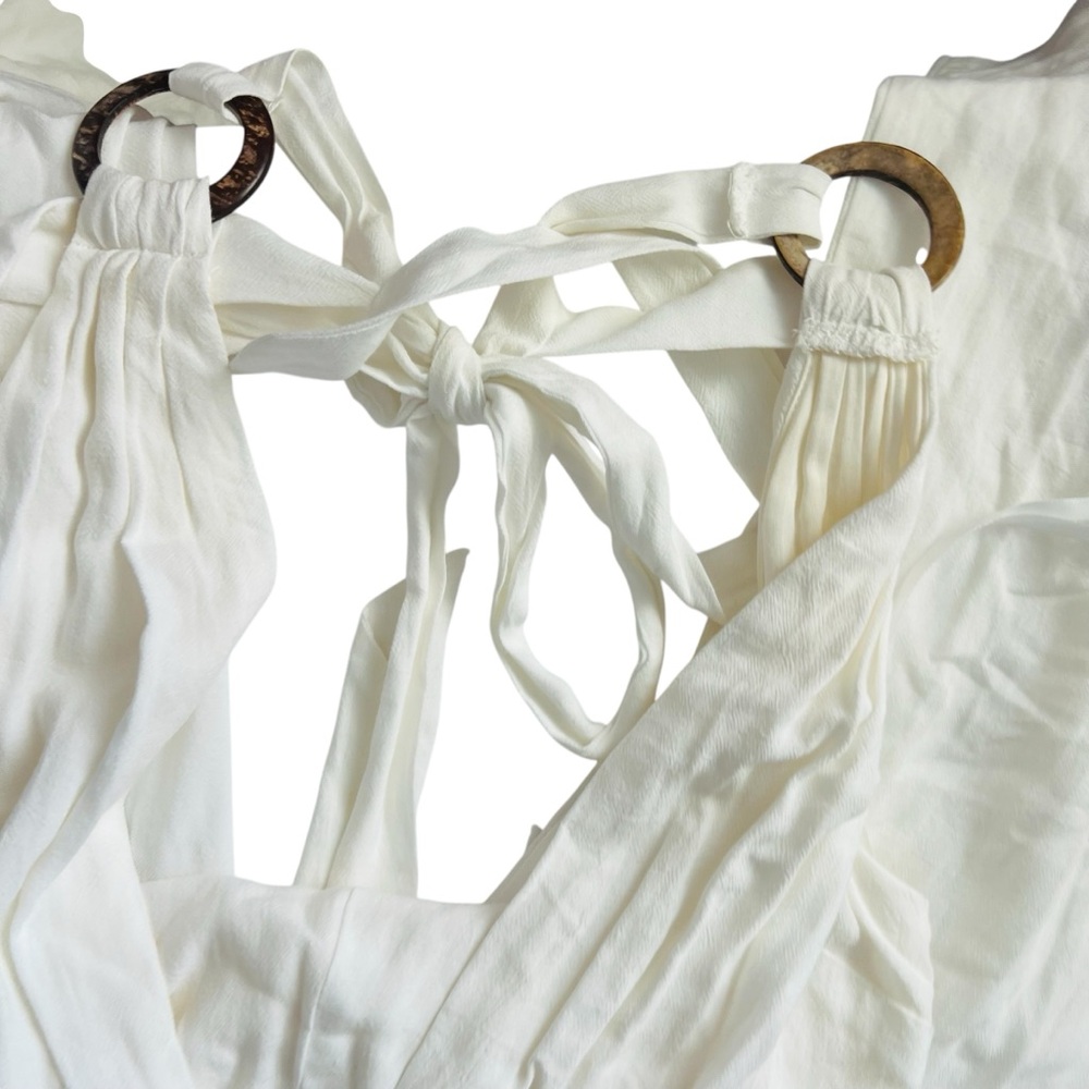 Here Comes The Sun White Halter Jumpsuit with Ring Details